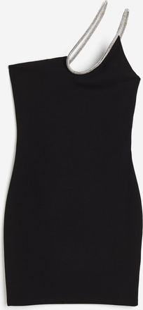 H&M One-Shoulder-Kleid mit Strasstr&auml;ger - Schwarz