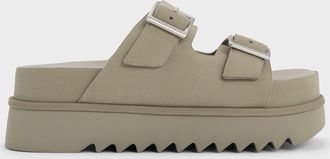 Charles & Keith Buckled Double-Strap Flatform Sandals