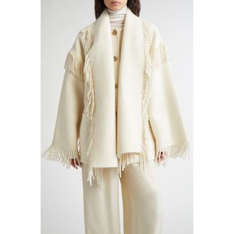 Toteme Double Face Wool Blend Scarf Jacket in Winter White at Nordstrom, Size 4 Us