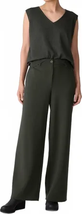Eileen Fisher Wide Leg Ponte Pants In Woodland