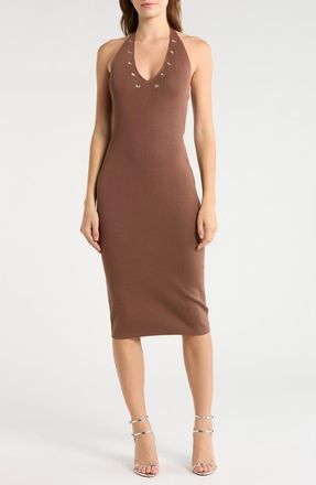 Madden Girl Grommet Halter Midi Dress in Cocoa Brown at Nordstrom Rack, Size X-Large