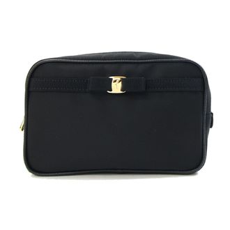 Ferragamo Black Nylon Leather Pouch (Pre-Owned)