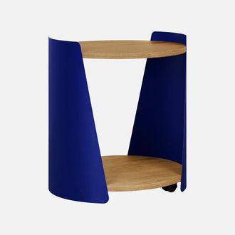 Sweeek Mesa Auxiliar De Metal Y Efecto Madera Con Ruedas