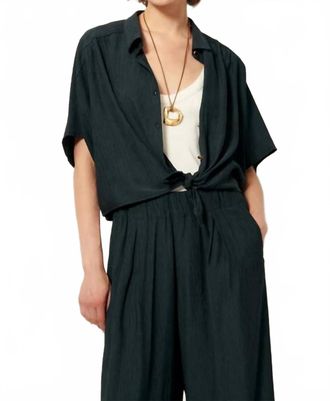 Sessun Alfassa Button Front Blouse In Smoke Green