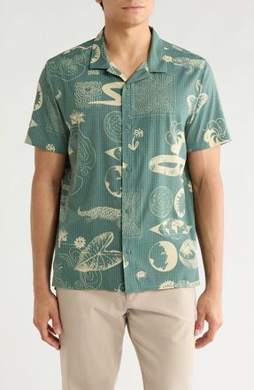Roark Bless Up Trail Performance Short Sleeve Button-Up Shirt in Slate Green at Nordstrom, Size Xx-Large