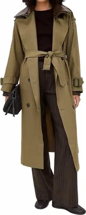 Line & Dot Linden Trench Coat In Khaki