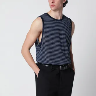 Ami Canotta a righe Inchiostro/Bianca con logo