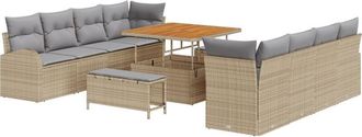 vidaXL Garden Sofa Set with Cushion 11 pcs Beige Poly rattan vidaXL
