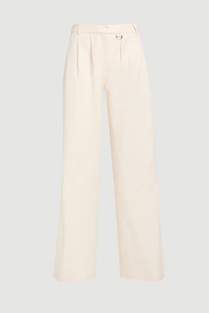 Karen Millen Womens Tencel Blend Tailored Wide Leg Trouser - Cream Lyocell - Size 10 UK
