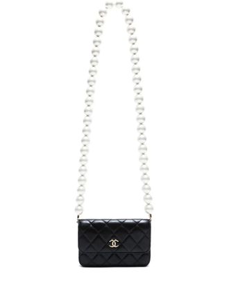 Chanel 2021-2022 faux-pearl shoulder bag - women - Lambskin - One Size - Black