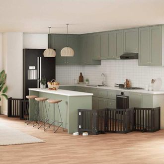 vidaXL Puerta De Perros Plegable 15 Paneles Madera &Aacute;lamo Negra 750 Cm Vidaxl