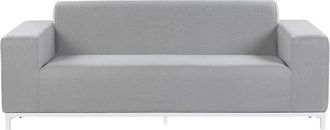 Beliani Sof&aacute; 3 Plazas De Poli&eacute;ster Gris Claro Blanco Patas Metal Interior Exterior Rovigo