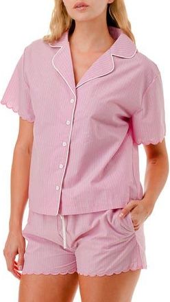 MARCUS ADLER Scalloped Striped Pajamas in Pink at Nordstrom Rack, Size X-Small