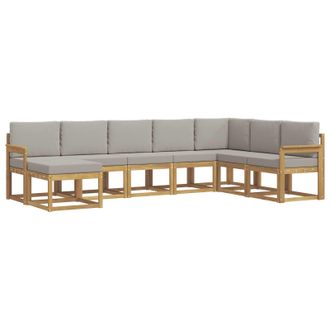 vidaXL Conjunto De Sof&aacute;s De Exterior 8 Pcs Blanco Y Gris Claro Vidaxl