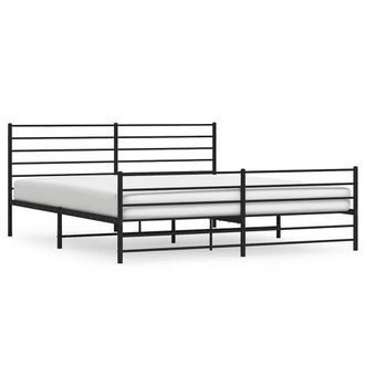 Berkfield Home Metal Bed Frame with Headboard & Footboard Black 193x203 cm