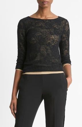 Vince Lace Stitch Layered Sweater in Black/Gold Cliff at Nordstrom Rack, Size Small