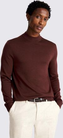 Moss Cerise Merino-Blend Mock-Neck Jumper