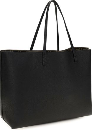 Fendi Womens Medium Roll Roman Leather Shopping Bag Nero+moro Calf Bos Taurus Shoulder