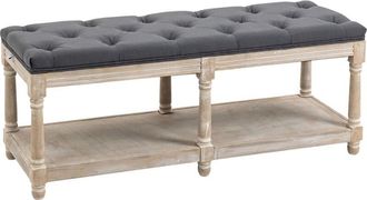 HOMCOM Shoe Rack Bench w/ Button Tufted Seat Cushion for Living Room Hallway Bedroom Grey
