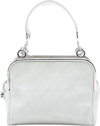 Chanel Pre-owned Handbags, female, White, Size: ONE SIZE Pre-owned Stitched Lambskin Handbag