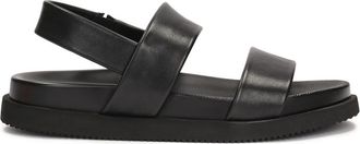 Kazar Zwarte Leren Sandalen met Elastische Band - Heren - Sandalen - Zwart - 43 EU - Leer - Schoenen