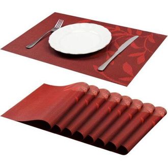 OEM Juego De 8 Manteles Individuales De Pvc Antideslizantes Y Lavables, Resistentes Al Calor, Rojos, 45 &times; 30 Cm