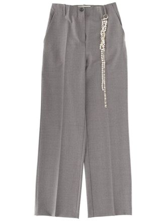 Circus Hotel Neutrals Straight-Leg Virgin Wool Tailored Pants