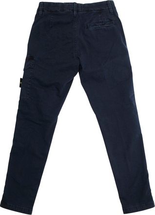 Stone Island Boys Blue Pants With Cargo Pocket And Logo Patch Cotton Trousers