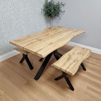 Kosy Koala Modern Dining Table Set With Two Modern Benches Dining Room Furniture in Brown