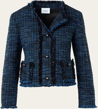 Akris Raw Denim Tweed Single-Breasted Jacket