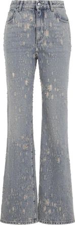 Alexander McQueen Jeans, Dames, Blauw, W25, Denim, Distressed Flared Jeans