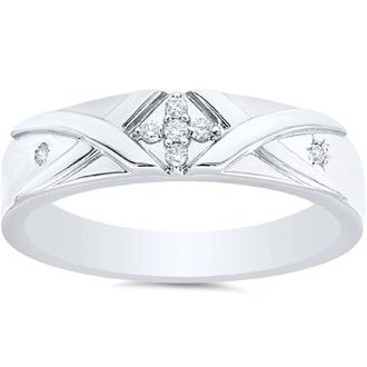 Pompeii3 Mens Diamond Cross Ring 14K White Gold Size Selectable