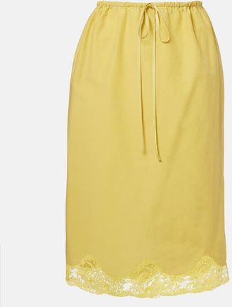 Saint Laurent Lace-trimmed cotton and silk midi skirt