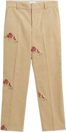 Soulland Geborduurde Corduroy Werkbroek - unisex - Straight fit broeken - Beige - S/M - Katoen - Broeken