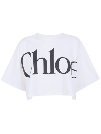 Chlo&eacute; Classic Chloe Printed Oversized Cropped T-Shirt