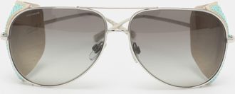 Giorgio Armani Grey/silver Ar6005-B-Z Sequins Embellished Aviator Sunglasses