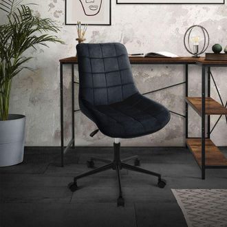 ML Design Ml-design - Sedia da Scrivania Sedile in Velluto Sgabello Girevole Nero Struttura in Metallo Sedia da Ufficio Ergonomica Sedia Imbottita con