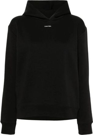 Calvin Klein Zwart/Wit Logo Print Hoodie - Dames - Hoodies - Zwart - XS - Katoen - Hoodies & sweatvesten