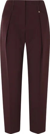 Nissa Bordeaux Side Slit Pockets Straight-Leg Polyester Trousers