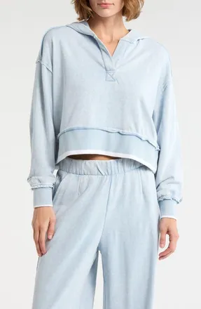 Yogalicious Stonewash Crop Hoodie in Light Denim at Nordstrom Rack, Size X-Large