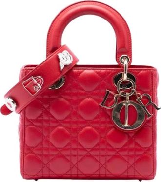 Dior Pre-owned Lady Handbag - Dames - Pre-owned - Rood - Maat: ONE Size Leer