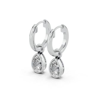 Diamond2Deal Sterling Silver 1.08 Ct Pear Lab Grown Diamond Hoop Earrings