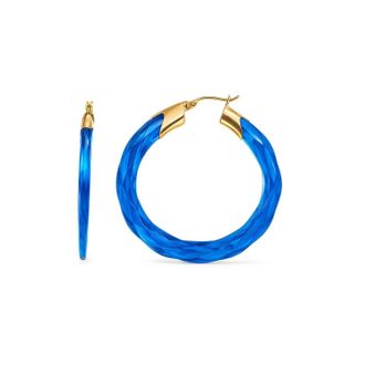 Gold & Honey Womens Swirl Twist Lucite Birthstone Hoop Earrings In September - Sapphire