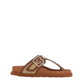 Birkenstock Gizeh Frames Raffia - Dames - Slippers - Bruin - 36 EU - Leer - Schoenen