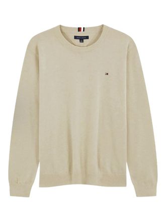 Tommy Hilfiger v-neck logo sweater - men - Cotton - L - Neutrals