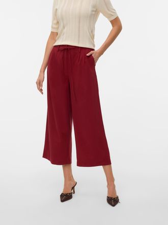Vero Moda Culotte VERO MODA VMTANYA HW 7/8 WIDE PANTS, Damen, Gr. XS (34), L&auml;nge 32, rot (syrah), Web, Obermaterial: 93% Viskose, 7% Polyester, unifarben, relax