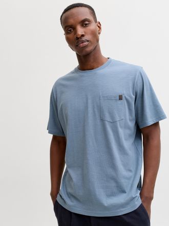 Jack & Jones Kurzarmshirt JACK & JONES JJEDOVER SLUB TEE SS NOOS, Herren, Gr. XXL, blau mirage, Jersey, Obermaterial: 95% Baumwolle, 5% Elasthan, unifarben, relaxe