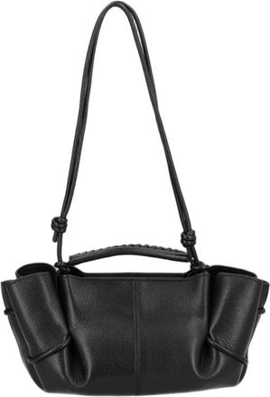 Hereu Black Structured Lambskin Adjustable Shoulder Bag
