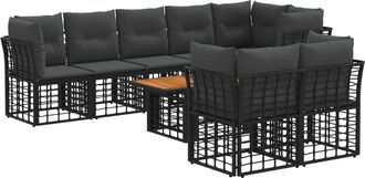 vidaXL Conjunto De Sof&aacute;s De Jard&iacute;n 9 Uds. Negro Y Gris Oscuro Vidaxl