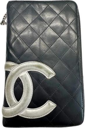 Chanel Pre-owned Leather Wallet - Dames - Vintage Accessoires - Zwart - ONE Size - Leer - Vintage